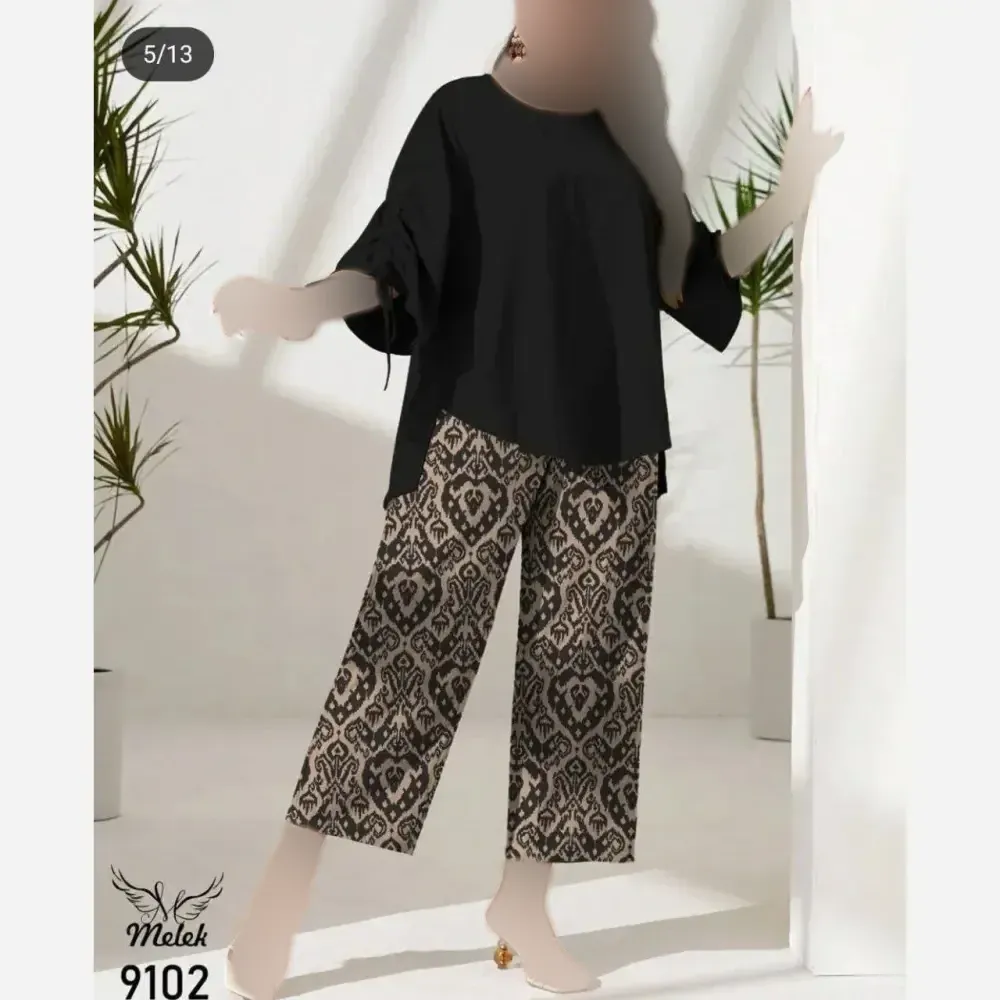 ست شومیز و شلوار نخی اعلا زنانه آناهیتا فری سایز تا 48