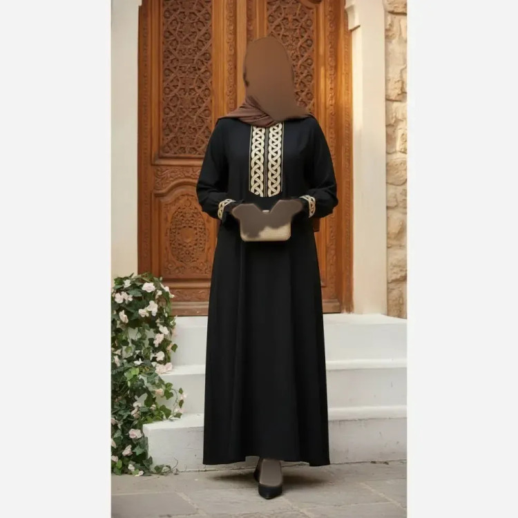 مانتو عبایی زنانه مدل عایشه جنس الیزه مشکی فری سایز تا 48
