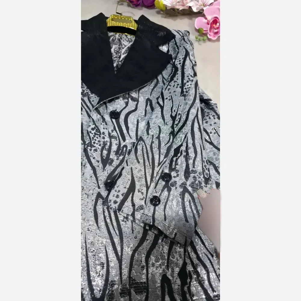 کت تک مریلا جنس ژاکارد مجلسی رنگ طلایی نقره ای خاکی فری سایز تا 46
