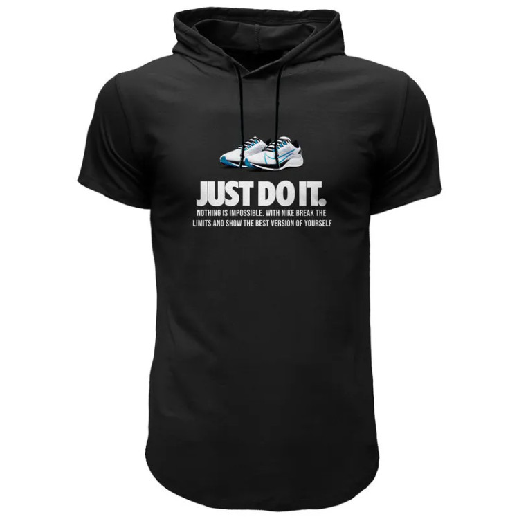 تی شرت کلاه دار مردانه آستین کوتاه نخ ساده