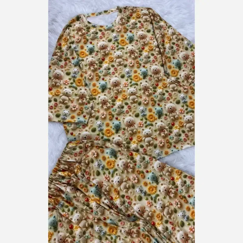 ست تیشرت شلوار راحتی سه بعدی قواره بزرگ پنبه گیاهی
