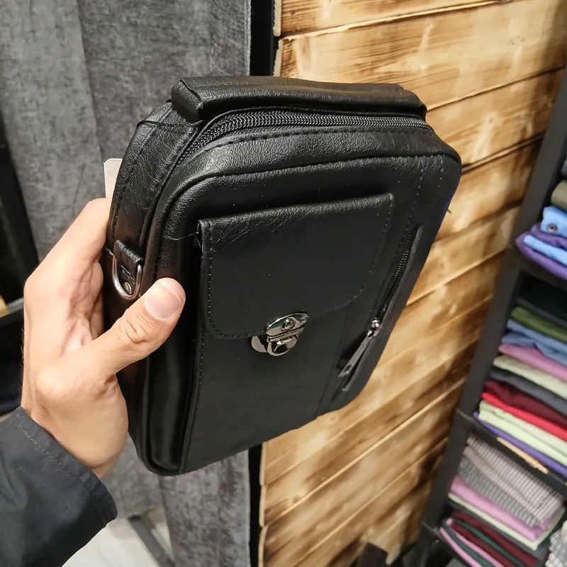 کیف دوشی اسپرت مردانه چرم مصنوعی رنگ مشکی و عسلی و قهوه ای روزمره