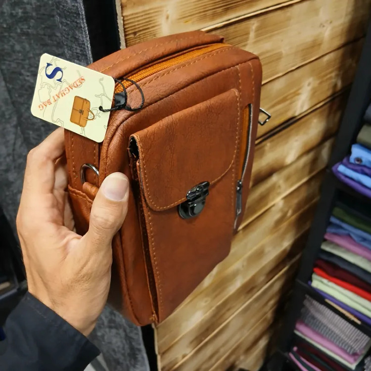 کیف دوشی اسپرت مردانه چرم مصنوعی رنگ مشکی و عسلی و قهوه ای روزمره