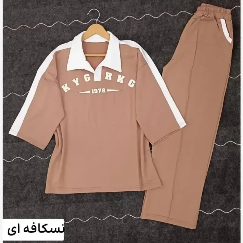 ست شومیز شلوار مارال یقه دار دو جیب آستین سه ربع