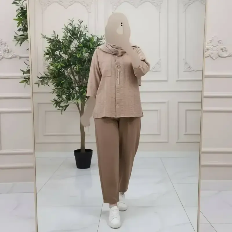 شومیز مانتویی کوک دوزی بهاره فری سایز نسکافه ای سبز کرم مشکی