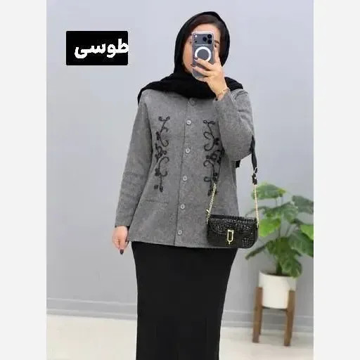 ژاکت بافت تراکم بالا ملیله دوزی یقه هفت فری سایز