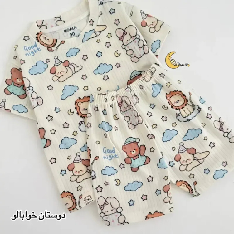 ست راحتی بچگانه تیشرت و شلوارک کبریتی کوالا کیدز نخ پنبه