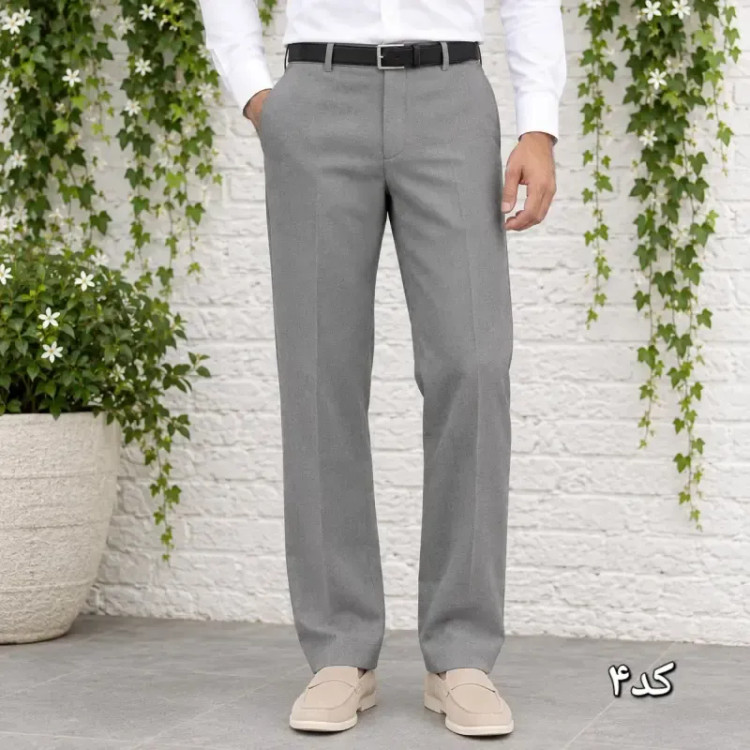 شلوار پارچه ای مردانه راسته کلاسیک نخی پارچه f رنگ ثابت سایز 42 تا 54