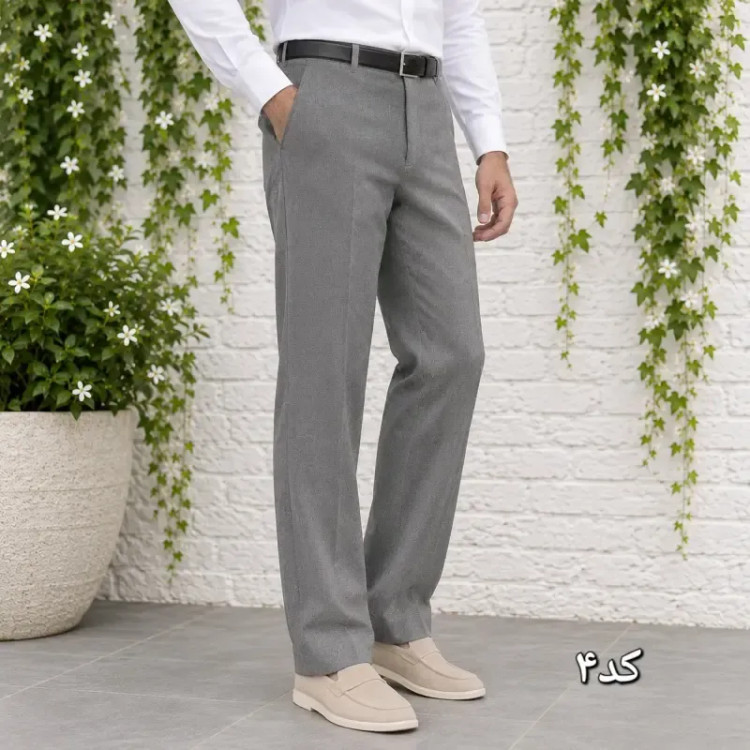 شلوار پارچه ای مردانه راسته کلاسیک نخی پارچه f رنگ ثابت سایز 42 تا 54