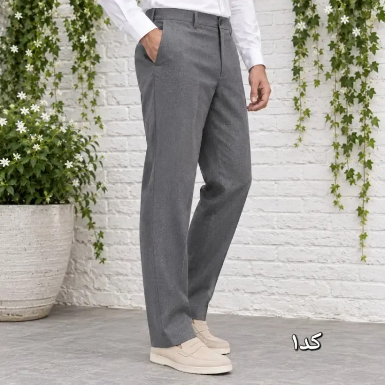 شلوار پارچه ای مردانه راسته کلاسیک نخی پارچه f رنگ ثابت سایز 42 تا 54